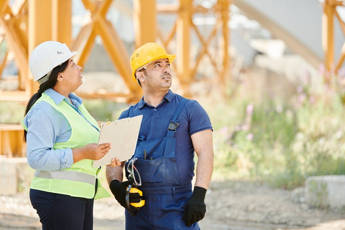 Construction workers in hot weather on a jobsite